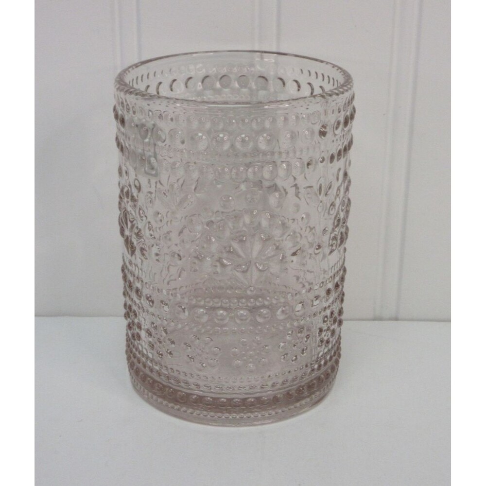 Pioneer Woman Channing Embossed Glass Tumbler Pink 11oz Vintage Inspired